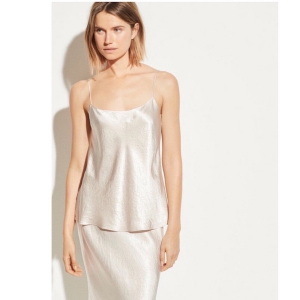 Vince Satin Cami in Champagne.